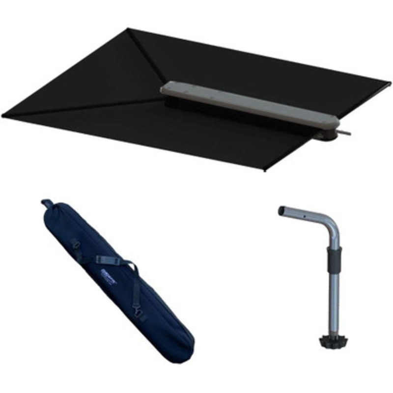 TACO ShadeFin Portable Boat Canopy – Black w/ Fixed Rod Holder Mount Kit