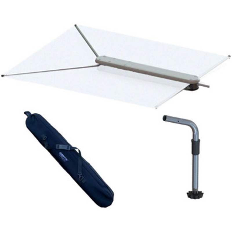 TACO ShadeFin Portable Boat Canopy – White w/ Fixed Rod Holder Mount Kit