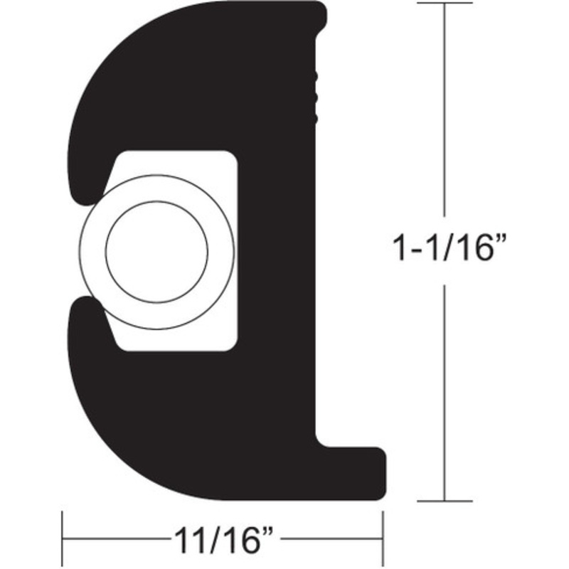TACO V11-0809BWK50-2 Flex Vinyl Rub Rail Kit, Blk w/White nsert 50′