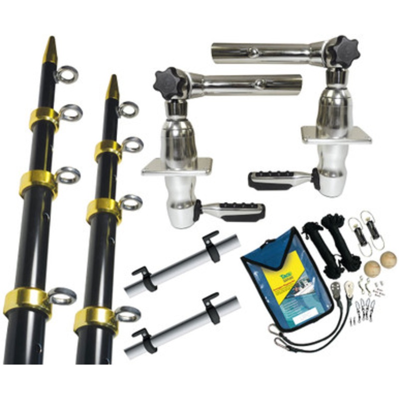 TACO GS-2841BKA-1 Grand Slam 280 Package w/ 15′ Black/Gold Poles, Premium Rigging Kit & Line Caddy