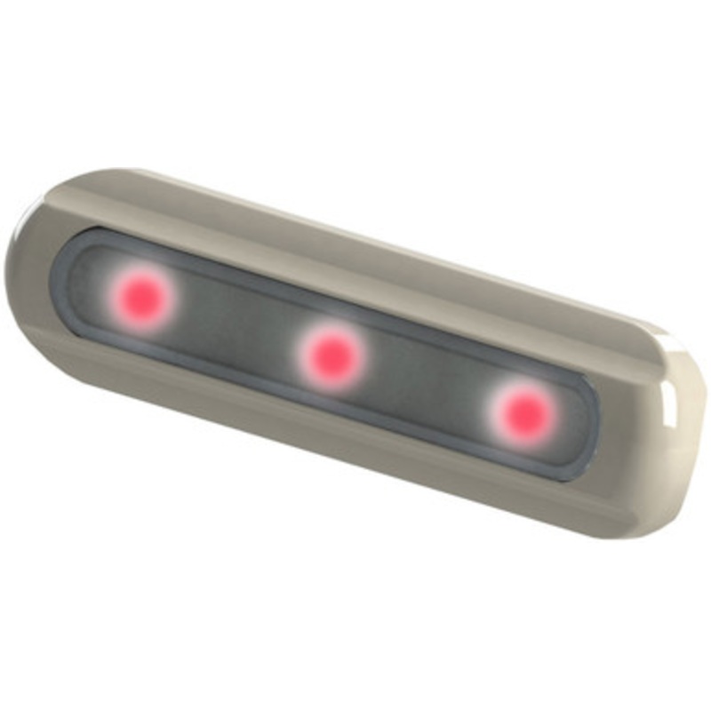 TACO LED Deck Light – Flat Mount – Red LEDs – White Housing