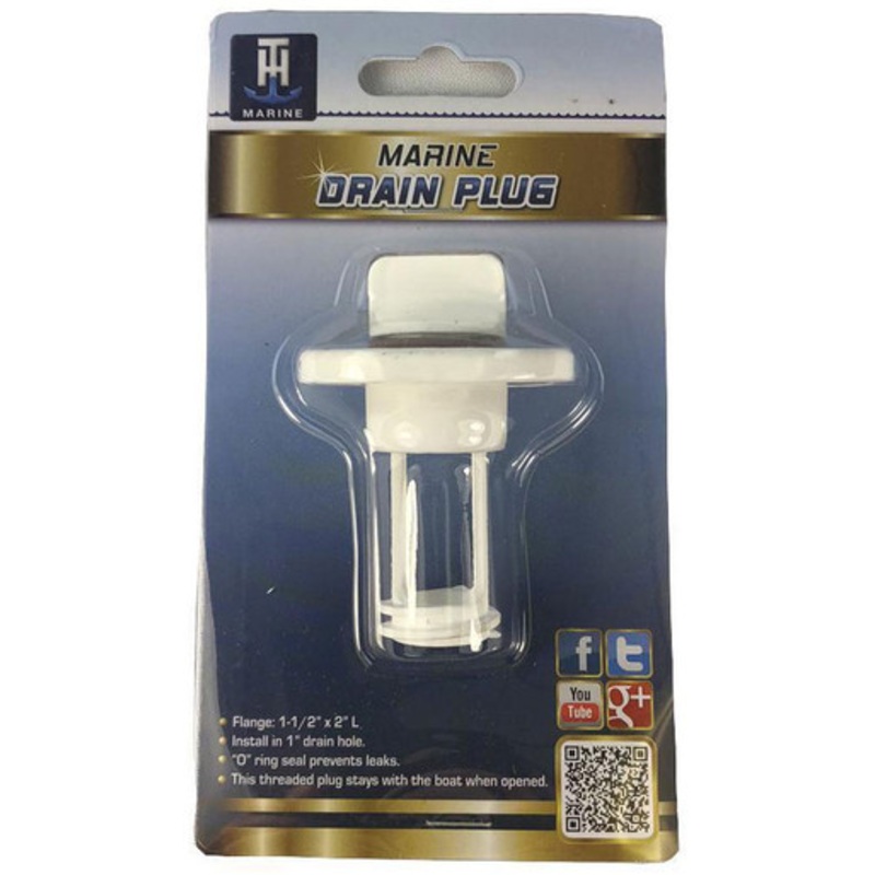 T-H Marine DP-2-DP Drain Plug – Self Retaining – White