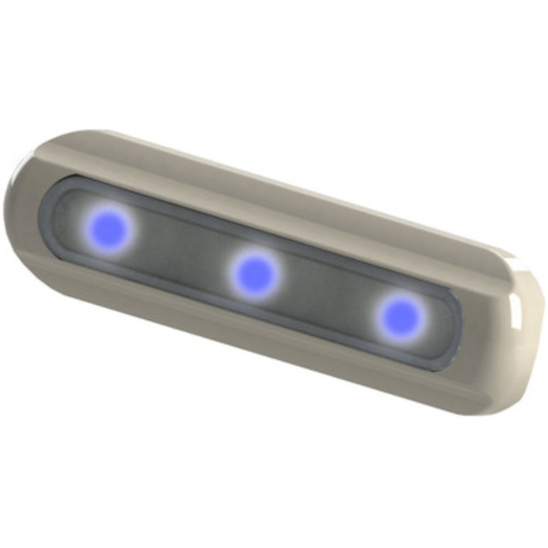 TACO LED Deck Light – Flat Mount – Blue LEDs – White Housing
