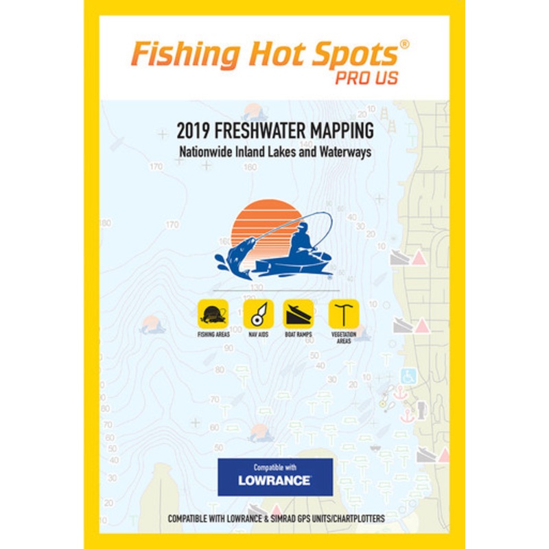 Fishing Hot Spots E119 Pro USA Digital Map – 2019 Nationwide Inland Lakes & Waterways Freshwater Mapping f/ Lowrance & Simrad Units