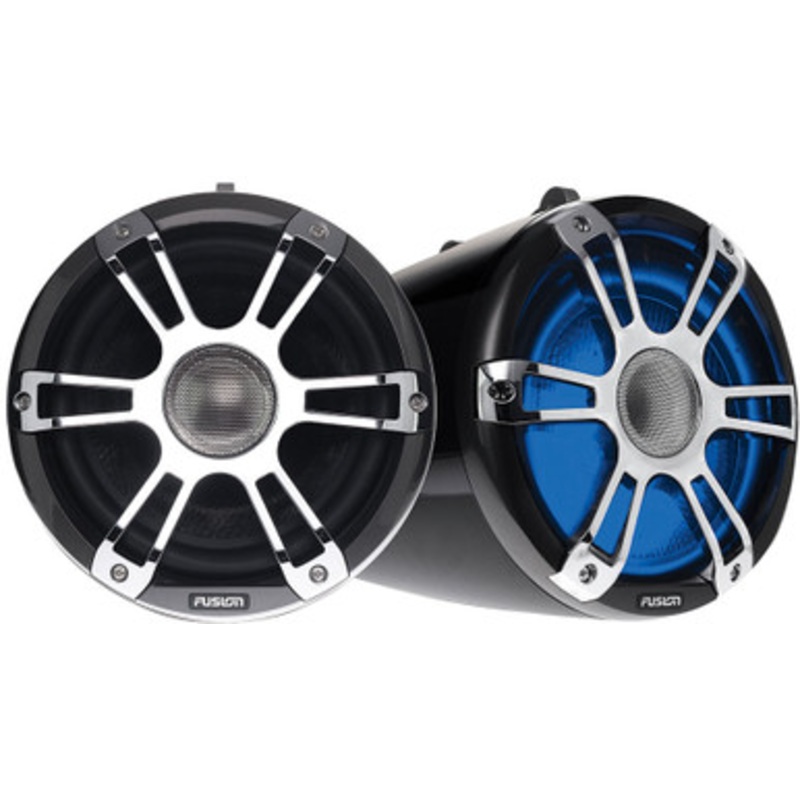 Fusion SG-FT88SPC 8.8in Wake Tower Sports Speakers w/ LED Lights – Black & Chrome